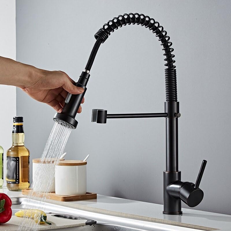 Amazon.co.jp: プルダウン式キッチン水栓、クロムメッキ、シングル